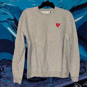 Riot Society Gray Sweatshirt with Red Broken Heart